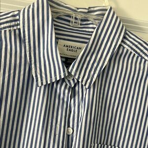 American Eagle Outfitters Blue and White Striped Button Down Shirt